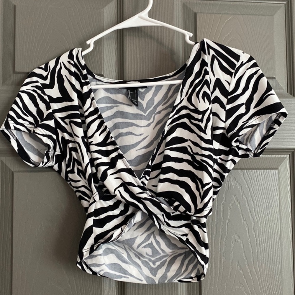 Forever 21 zebra print wrap around crop top